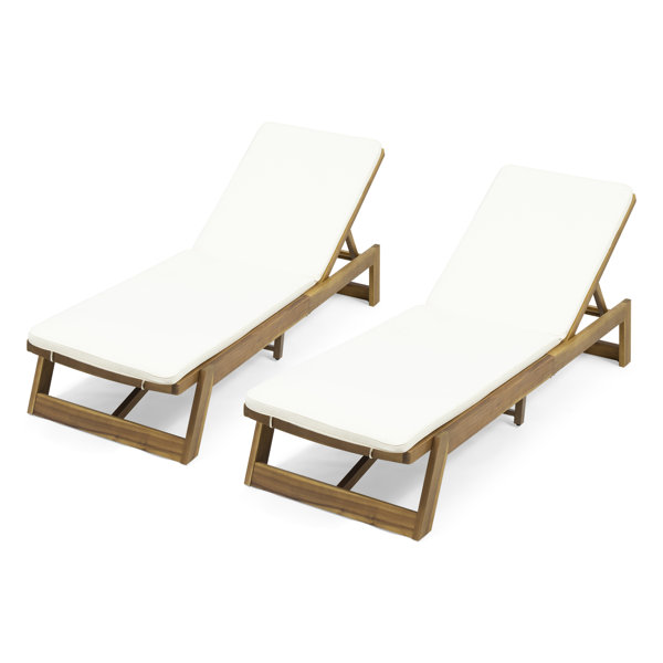 Beachcrest Home Vinita Outdoor Acacia Chaise Lounge Set & Reviews Wayfair
